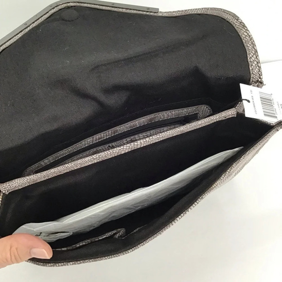 BCBG Generation Faux Reptile Print Evening Bag Clutch Gray/Taupe NWT - Picture 11 of 13